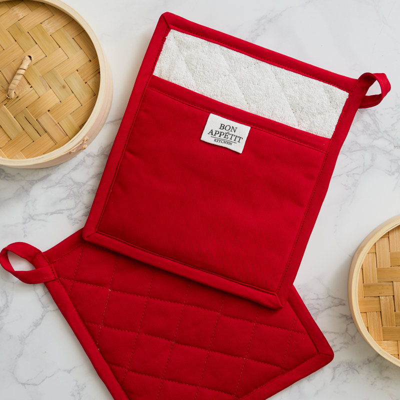 Design Imports Chino Potholder Set/2, Cider, Red