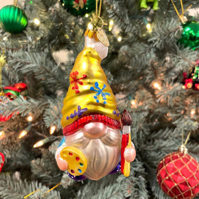 Ornement en verre de peintre artiste gnome