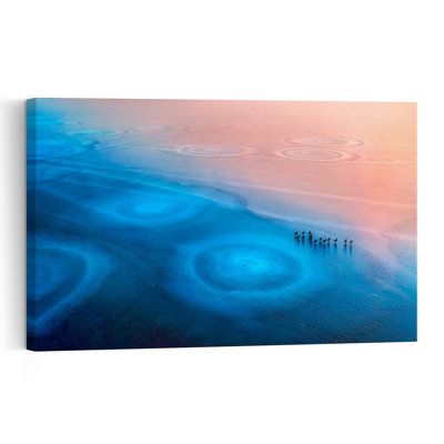 Wading Birds Pink Dawn Abstract Ethereal Peaceful Bird Nature Sunrise Wall Art Print