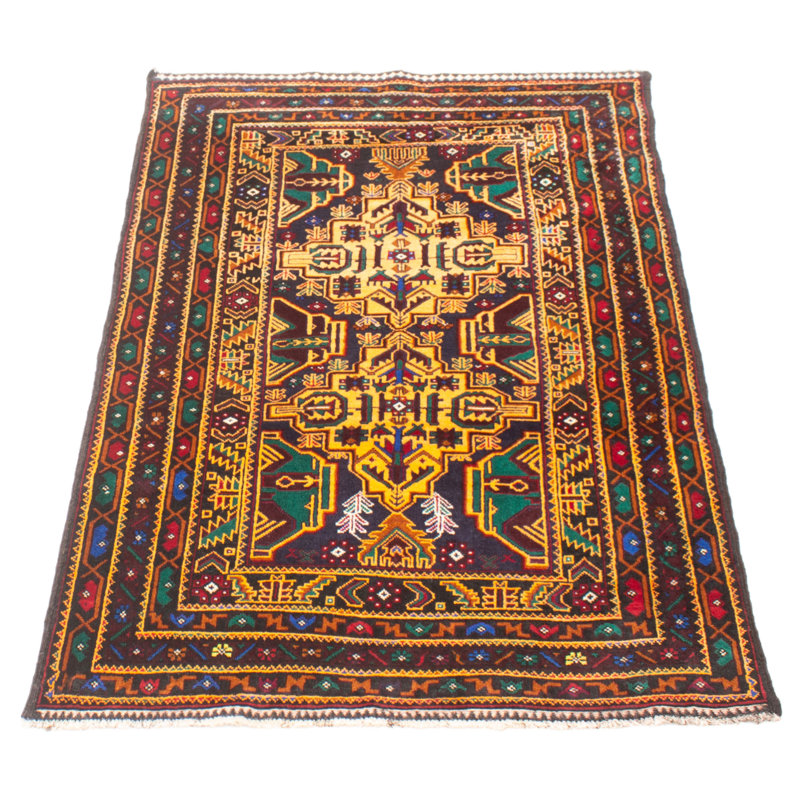 Tapis orange clair Teimani 3 pi 8 po x 6 pi 1 po