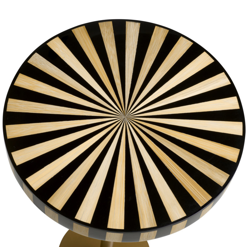 Side Table Albany Antique Brass Finish Marquetry Top