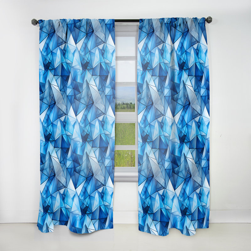 Blue Symmetry Tranquil Triangles - Rideau en velours moderne - obscurcissant - 1 panneau, L 52 po x L 120 po