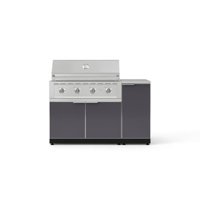 Ensemble d'armoires d'extérieur 4 pièces en aluminium gris ardoise pour l'extérieur