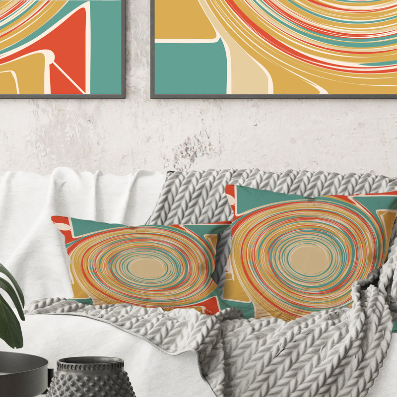 Coussin décoratif imprimé abstrait orange et bleu