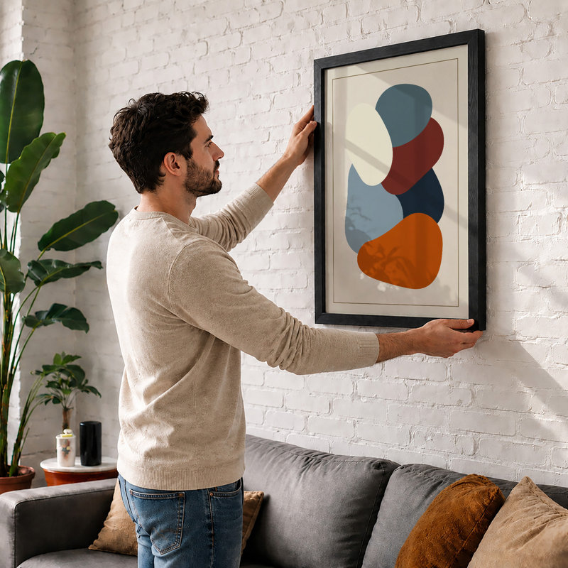 Stacked Forms Minimalist - Print, A1 - 84.1 x 59.4 cm, White