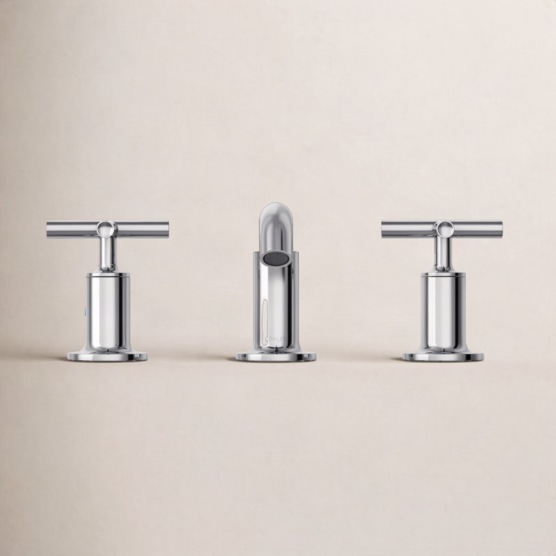 Purist Widespread Bathroom Sink Faucet with Low Cross Handles and Low Spout, Polished Chrome