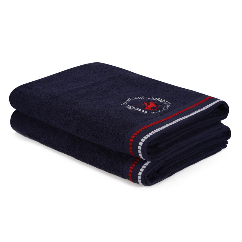 Ensemble de 2 serviettes de bain 100% coton, Bleu foncé