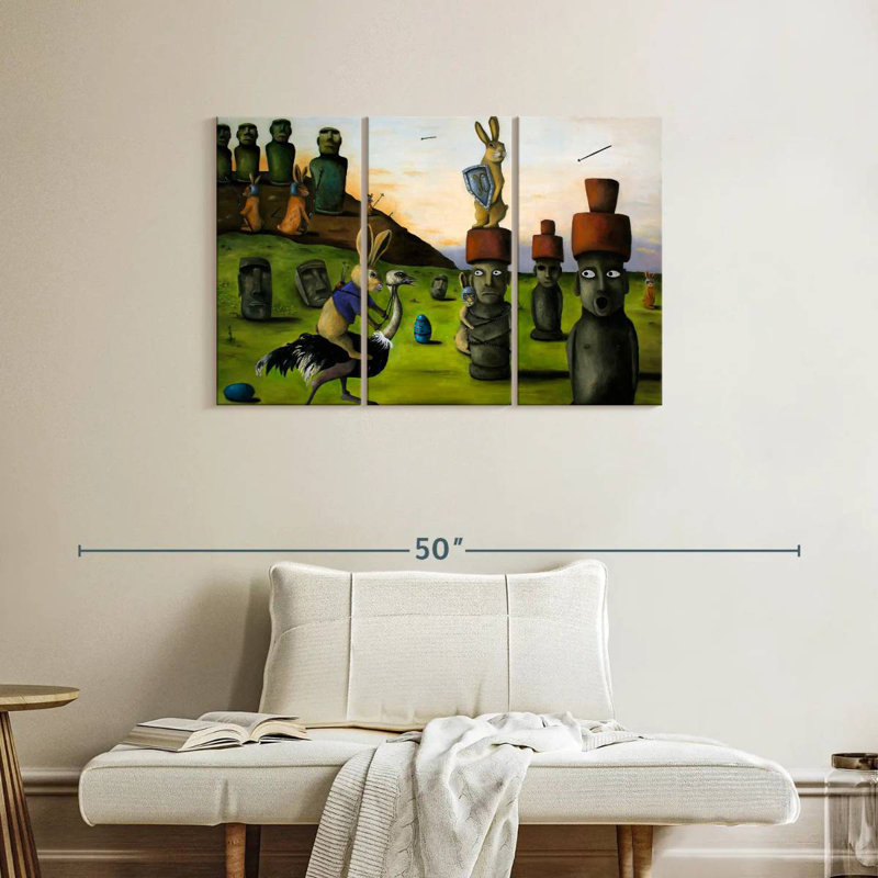 Ketti Battle Over Easter Island, 24" H x 38" W