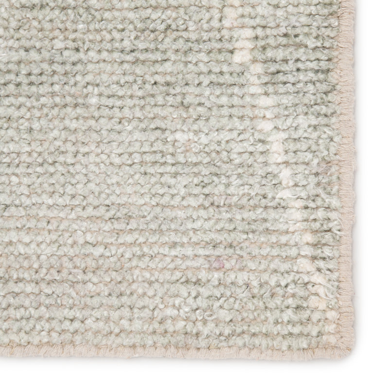 Tapis bleu clair / ivoire noué à la main Flensburg New Age, Rectangle de 10 pi x 14 pi