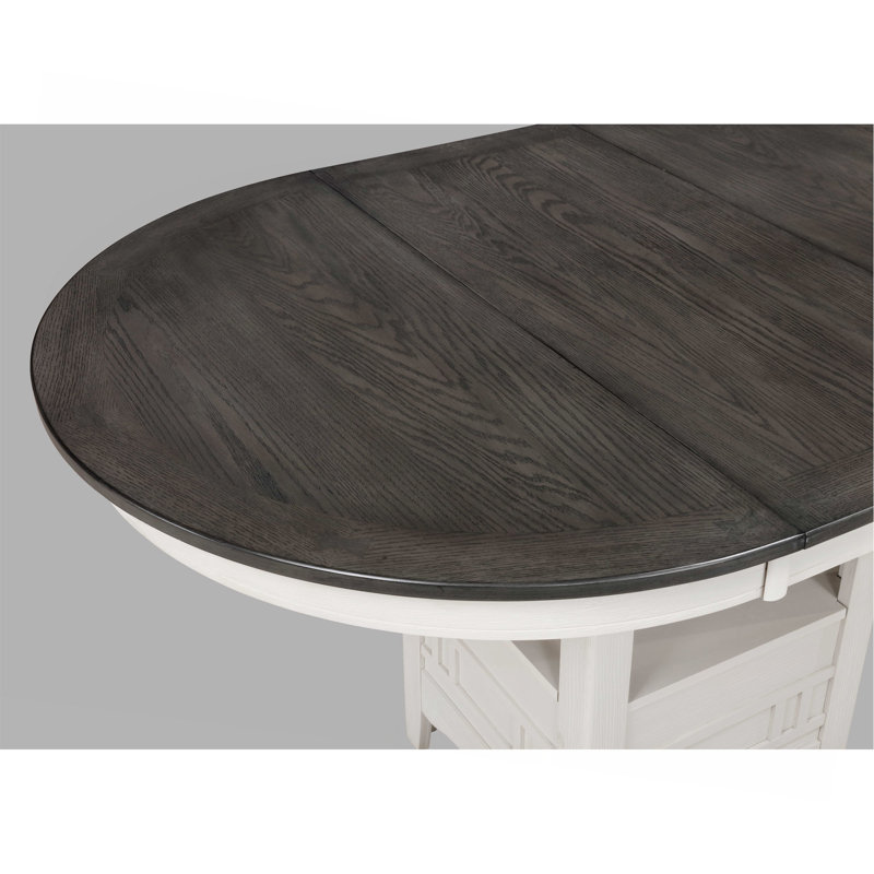 Table de salle à manger à rallonge en bois bicolore 1 pièce, Crème, Gris