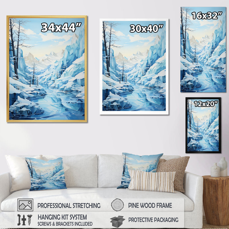 Glacier bleu glacier - Paysage et nature, art mural, Toile tendue, H 32 po x l 24 po x P 1 po