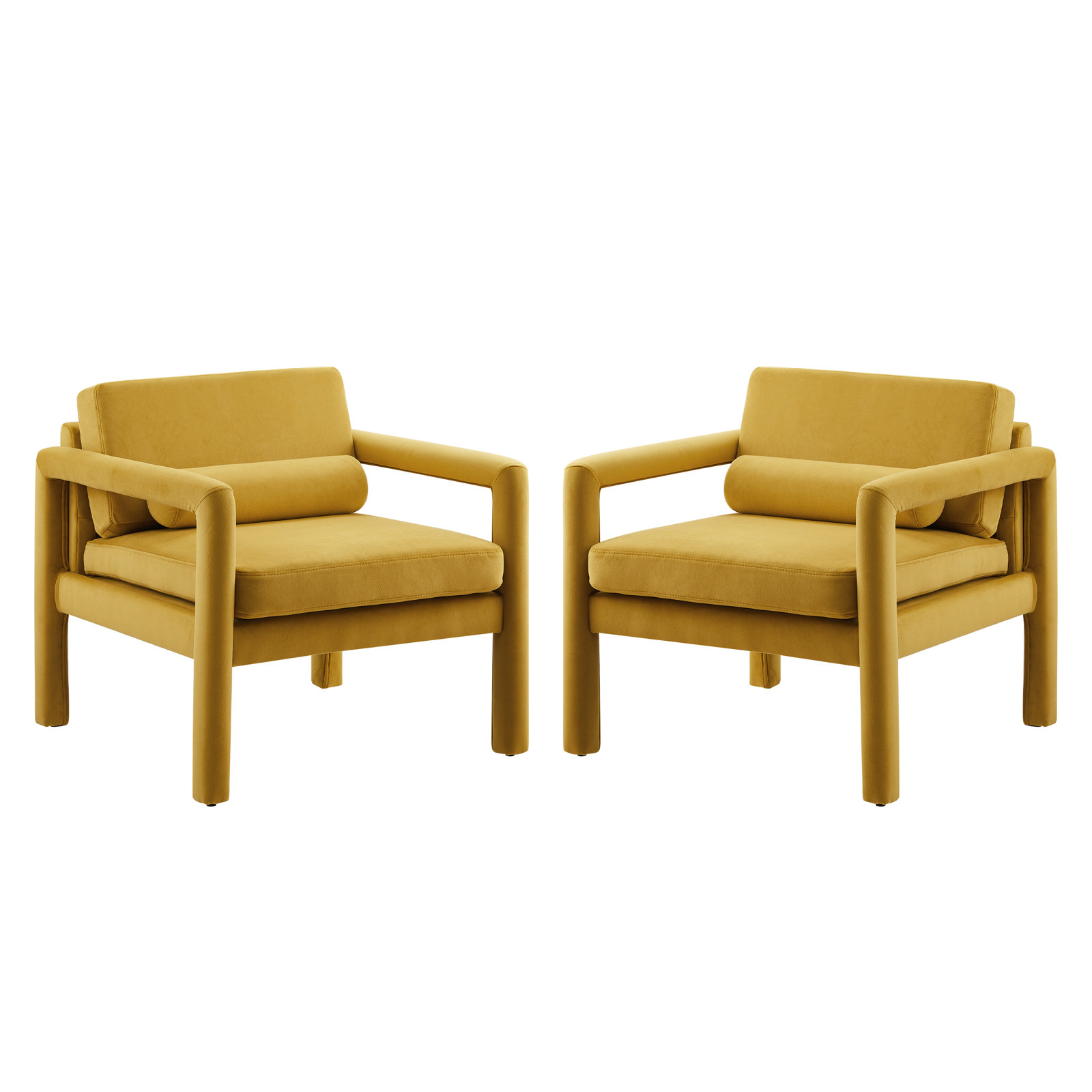 Solaris Velvet Accent Chair, Yellow Velvet