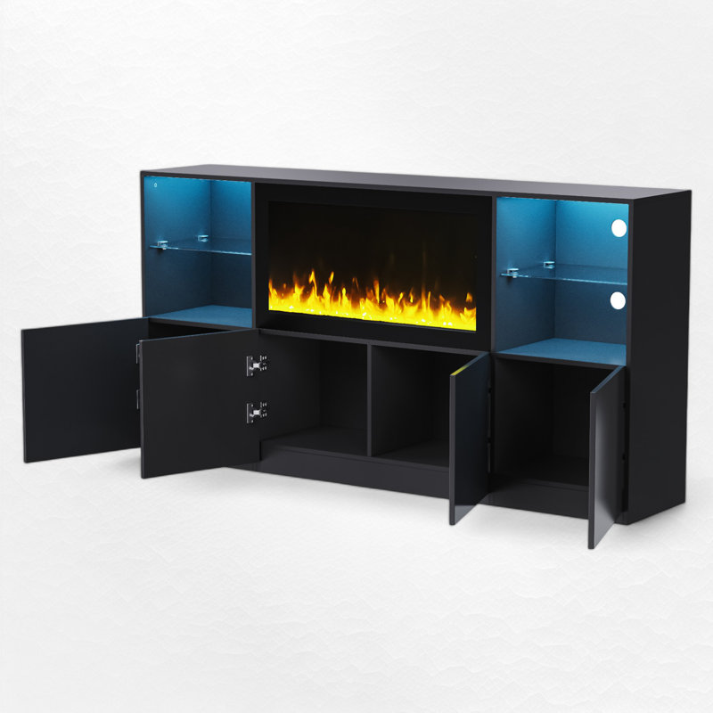 Gwinevere Entertainment Center With Electric Fireplace For Tvs Up To 75", Black