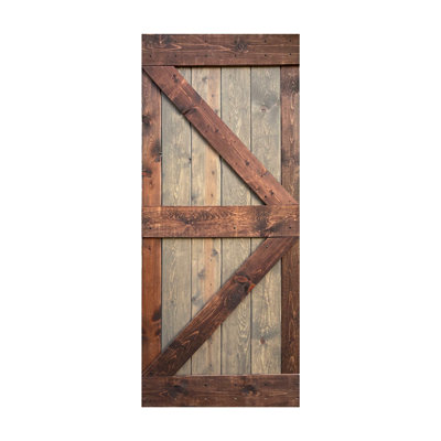Porte de grange à panneaux peinte en bois sans quincaillerie d'installation - assemblage requis