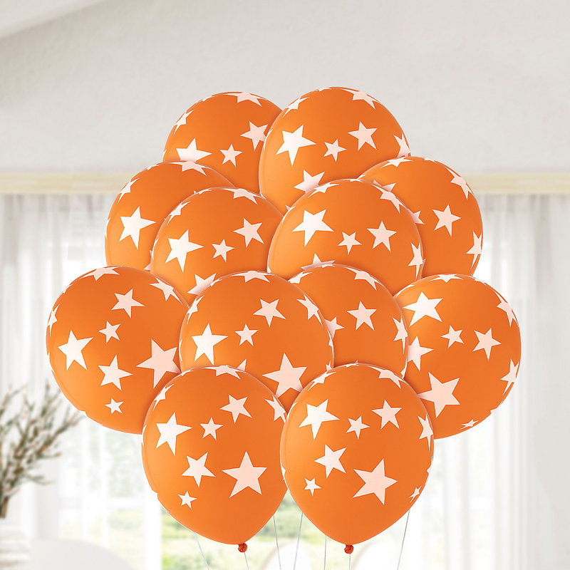 Ballons en latex 11 "Fun Express gris avec étoiles blanches - 24 pièces, Orange
