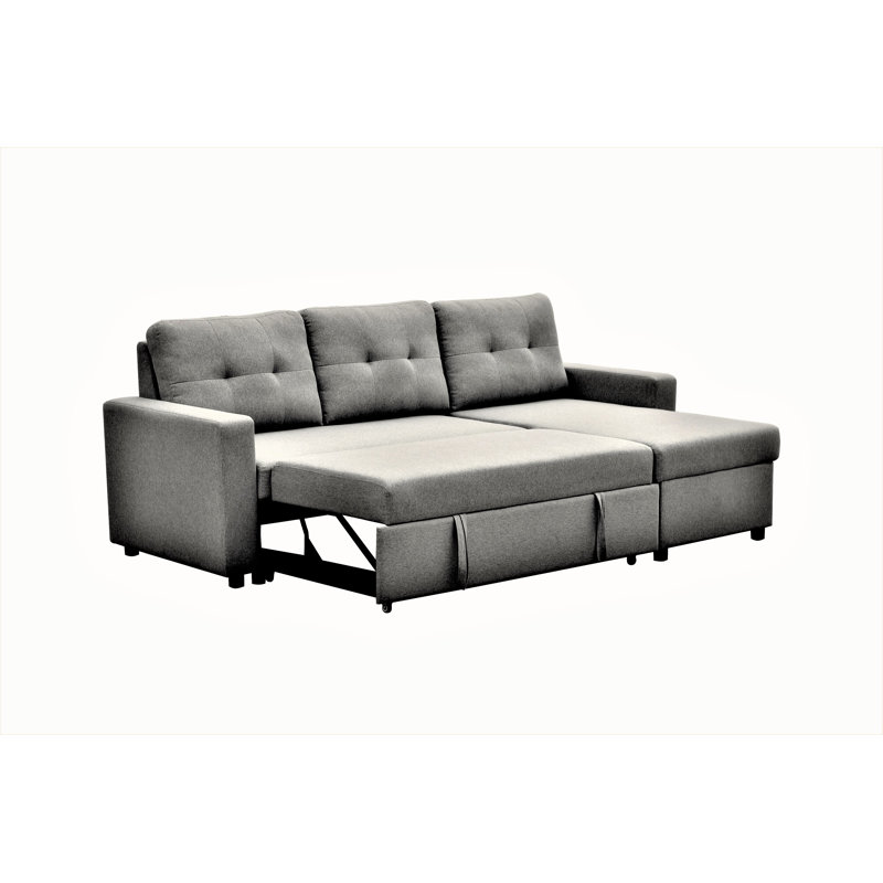 Canapé-lit modulaire convertible en forme de L convertible, meubles d'appoint élégants, canapé-lit escamotable pour petits espaces et salons, gris