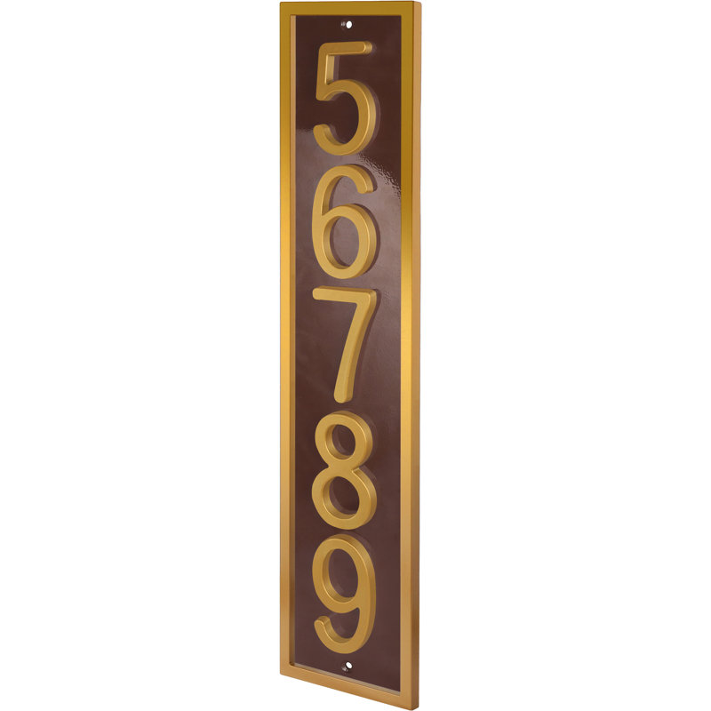 Plaque d'adresse verticale encadrée en aluminium Royal Shade - numéros de maison personnalisés à 3/4 chiffres pour des espaces intérieurs et extérieurs élégants
