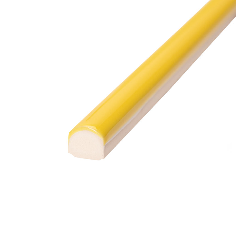 Twist 11.8" x 0.5" Glossy Ceramic Quarter Round Tile Trim in Yellow