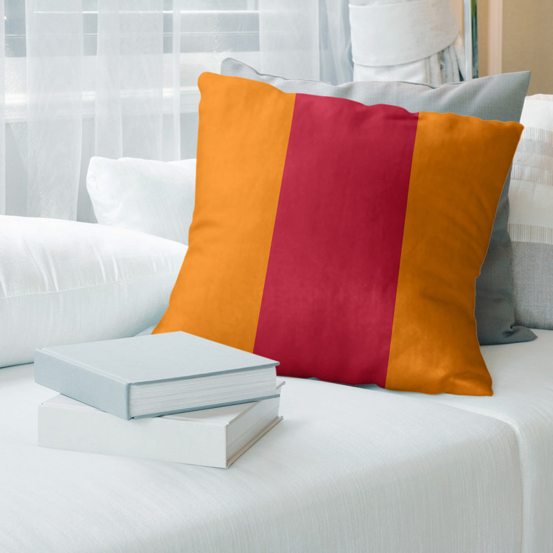 Housse de coussin, 20 po x 20 po, Orange / Rouge, Polyester sergé