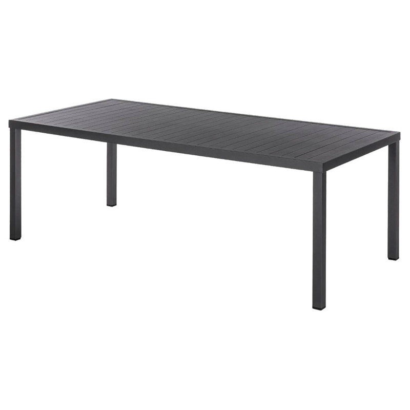 Evelina Rectangular Metal Outdoor Dining Table , 210cm W 100cm D, Graphite