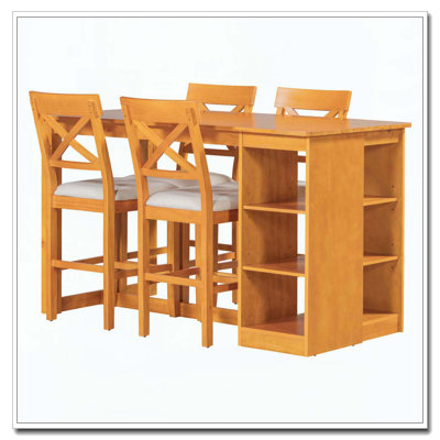 Farmhouse Solid Wood Counter Height Dining Table Set