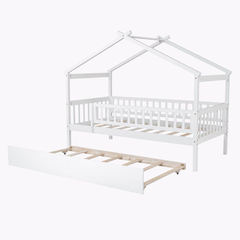 Lit avec lit gigogne en bois Zhayne, White, Simple