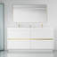 De meuble-lavabo autoportant blanc brillant avec dessus en résine de pierre, armoire de rangement avec tiroirs à fermeture en douceur, 24v14-72gw