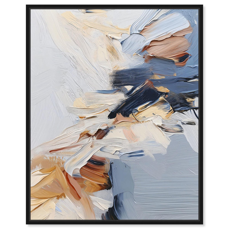 «A Symphony in White II», toile abstraite moderne par Art Remedy, H 37 po x l 31 po, Black Floater Framed