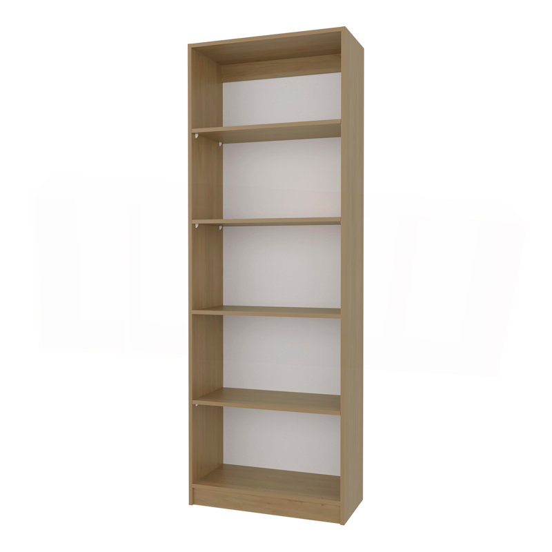 Bibliothèque en chêne naturel et blanc à 5 tablettes avec rangement ouvert
