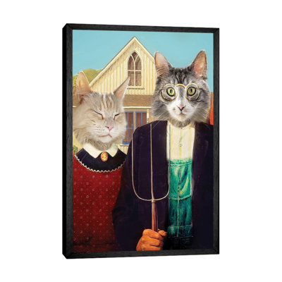 American Gothic Cats by Karen Burke - Print on Canvas