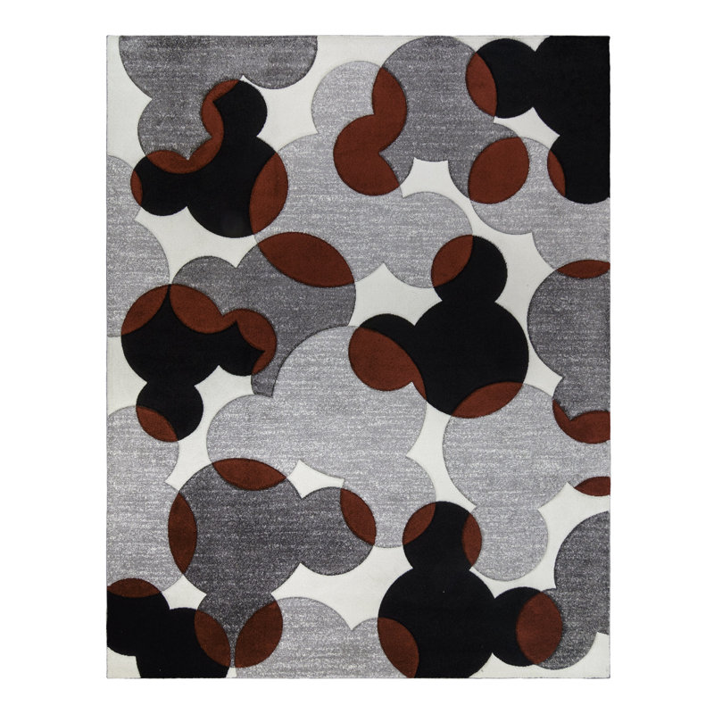 Mickey Mouse Red and White 5' x 7' Kids Area Rug