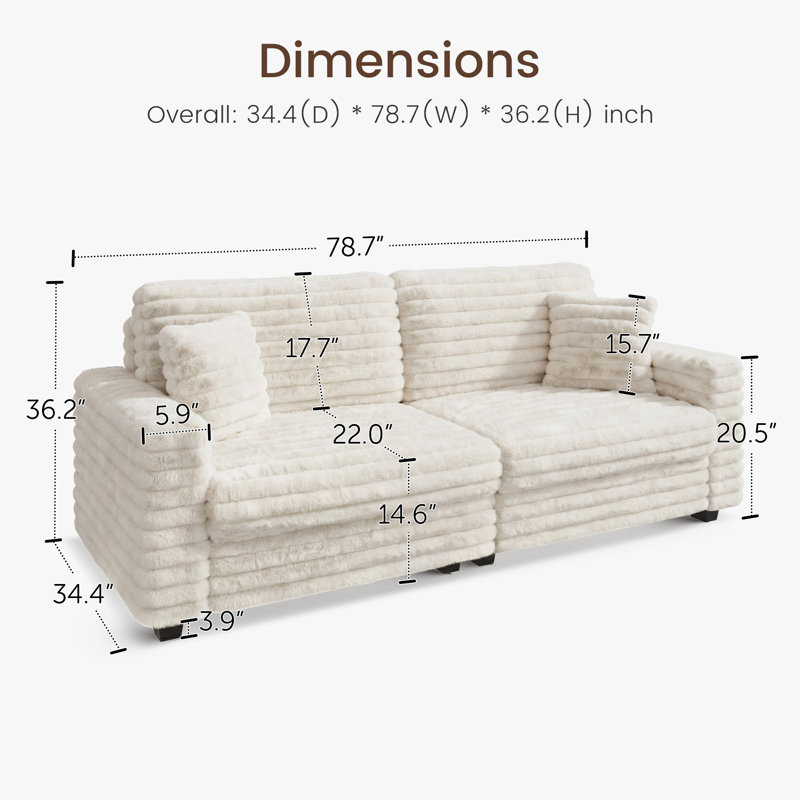 Canapé rembourré en fausse fourrure Cottone, Beige
