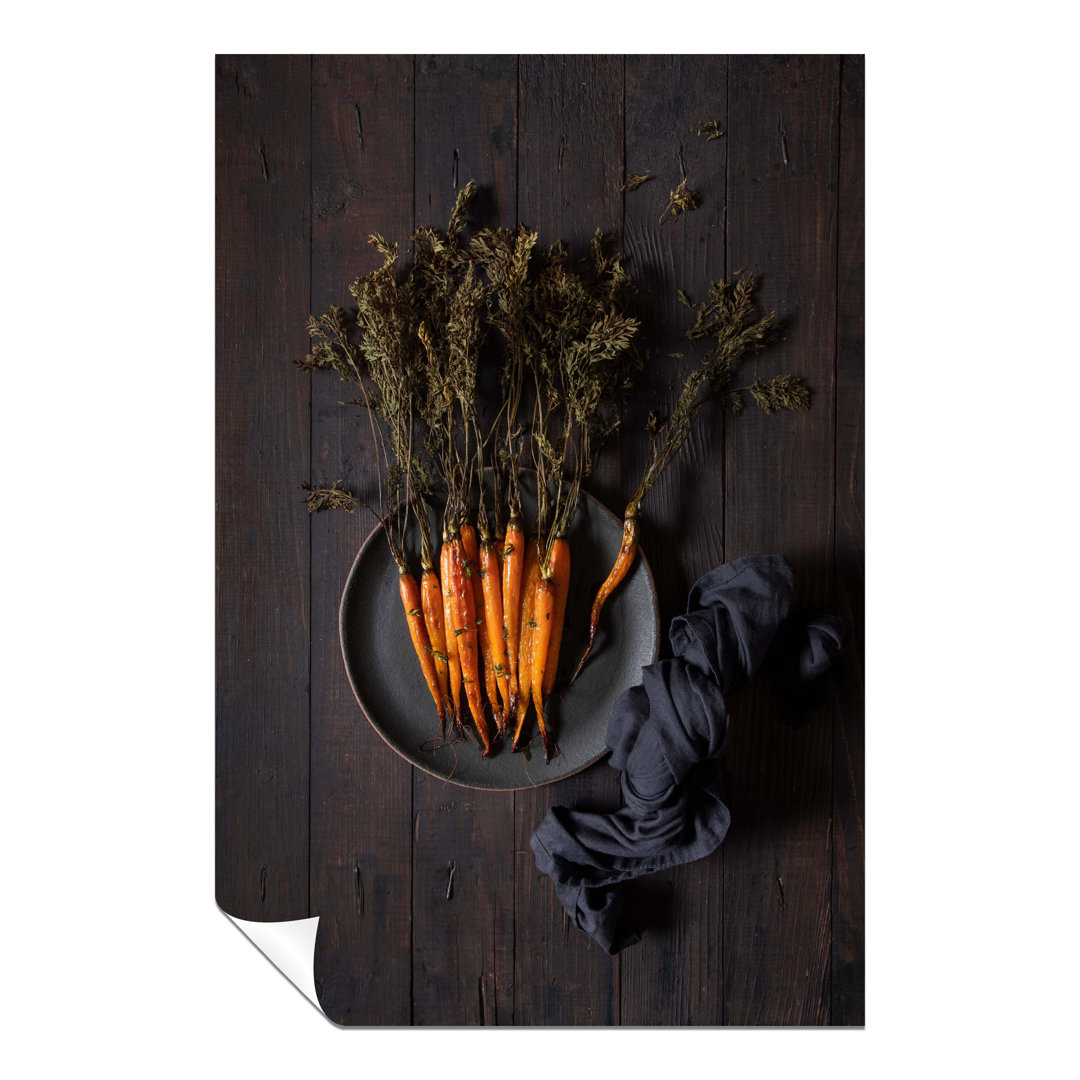 Panther Print Fine Art Prints Orange Roasted Carrots On A Plate Artistic Unframed Poster, Pictures For Home Walls, Bedroom, Living Room & Bathroom Dec