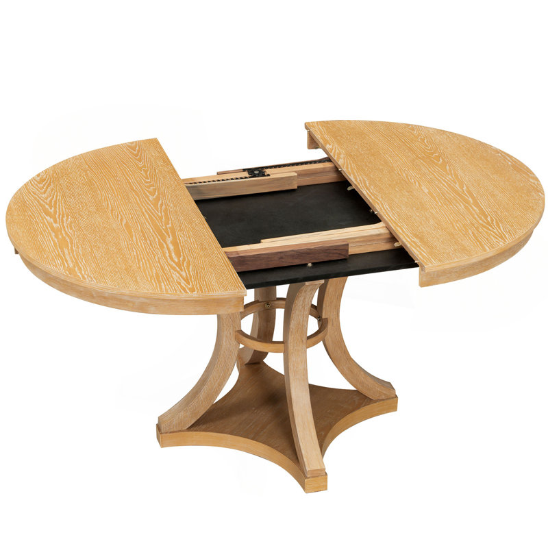 Ensemble 5 pièces de table de salle à manger extensible et 4 chaises rembourrées pour la salle à manger et le salon (naturel)