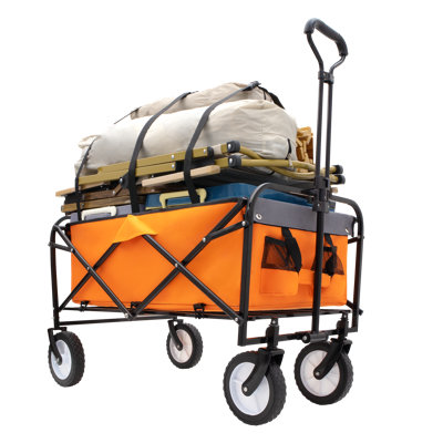 Collapsible Foldable Wagon Cart with strapping system Beach Wagon Utility Cart Utility Wagon Grocery Cart for for Camping Shopping Sports Gardeing Fishing Supports 225lbs All-Terrain Wheels green