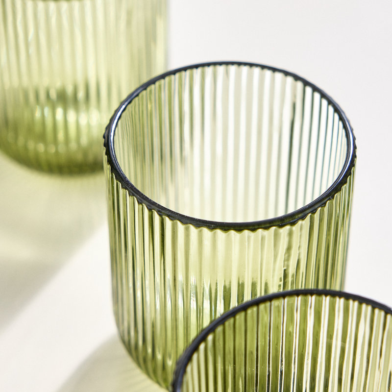 Chanyia Drinking Glass Set, Green, 9.50" H