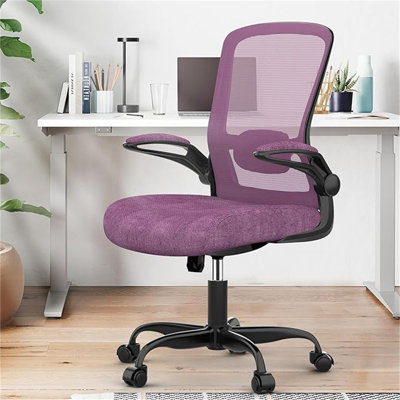 Chaise de bureau, chaise de bureau ergonomique avec support lombaire réglable, chaise d'ordinateur en filet à dossier haut avec accoudoirs rabattables - Chaises de travail passées BIFMA, fauteuil de direction pour bureau personnel