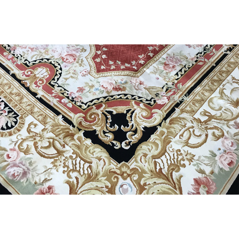 Hand-Knotted High-Quality Rust and Ivory Area Rug