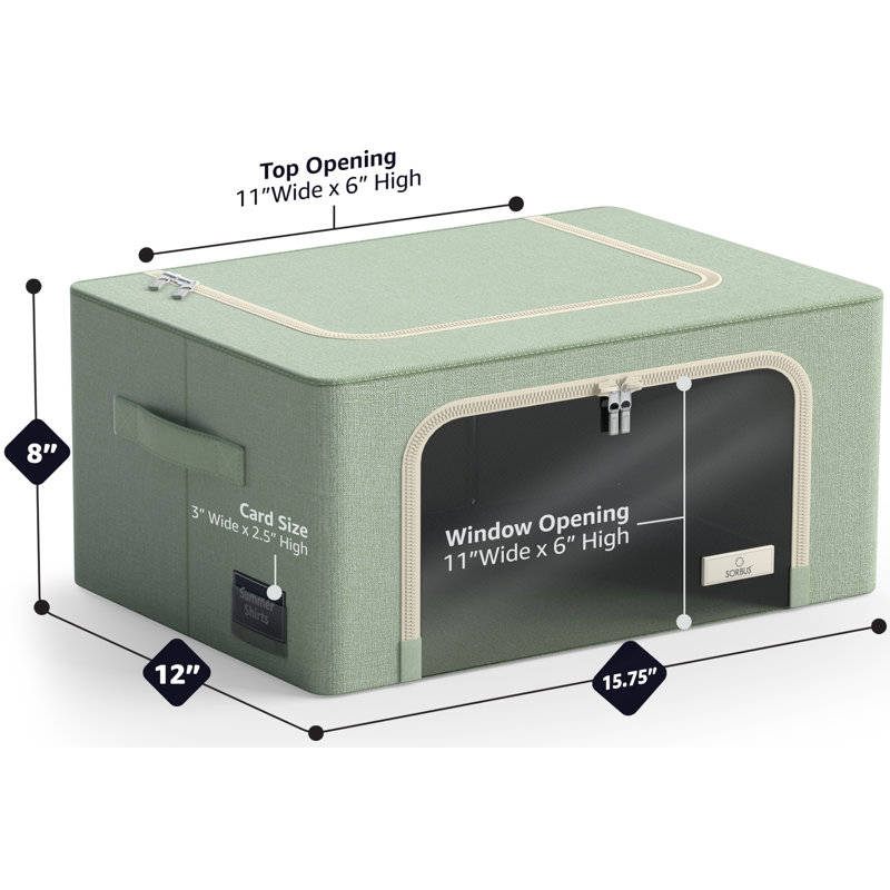 Small Storage Box Foldable with Window & Handles 4 Pack in Teal