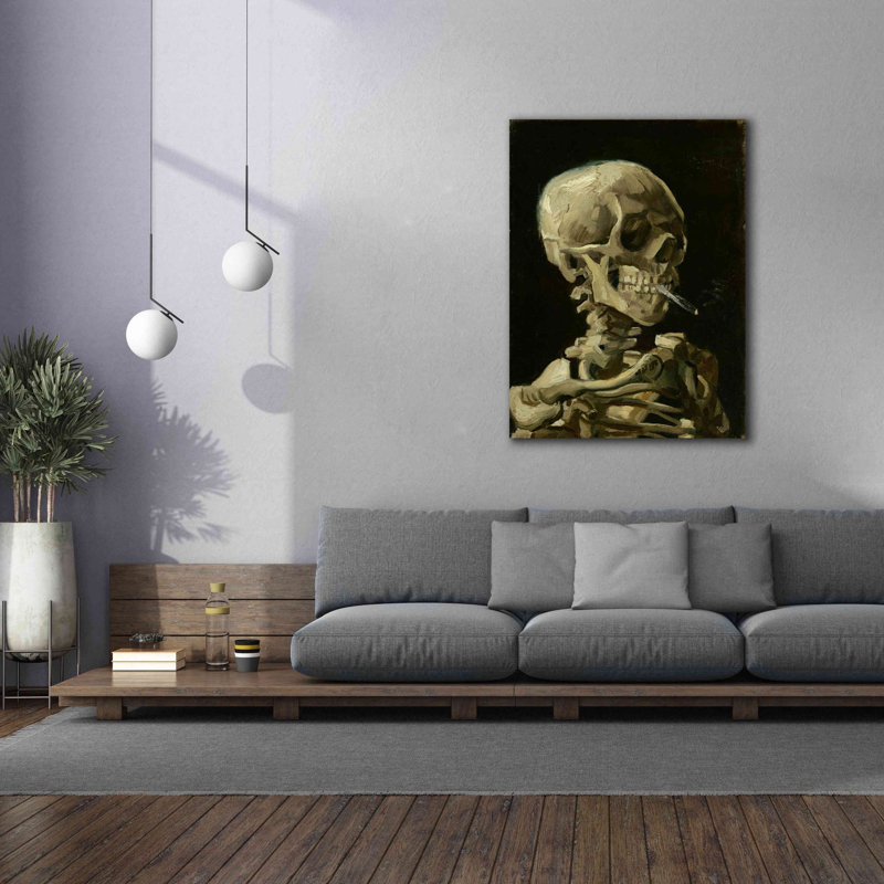 «Head of a Skeleton with a Burning Cigarette» par Vincent van Gogh, art mural sur toile, H 54 po x l 40 po