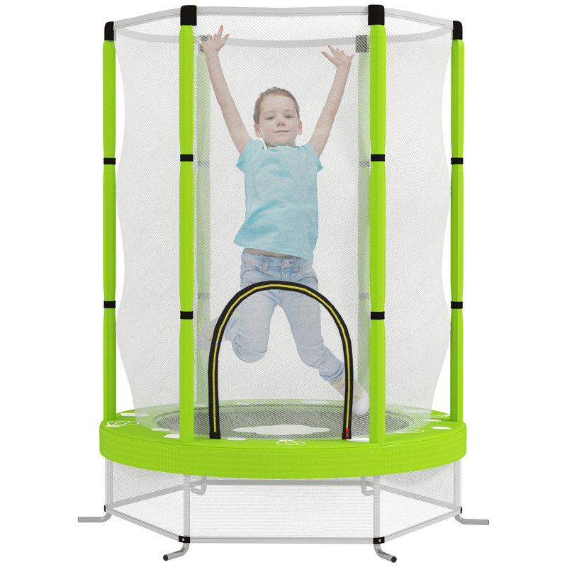 AIYAPLAY 4.6ft Kids Trampoline with Enclosure Net Toddler Ages 3-6 Green