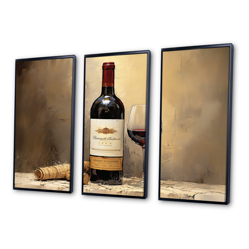 Bordeauxs Balance I - Wine, art mural sur toile, H 40 po x l 60 po, Cadre flottant noir