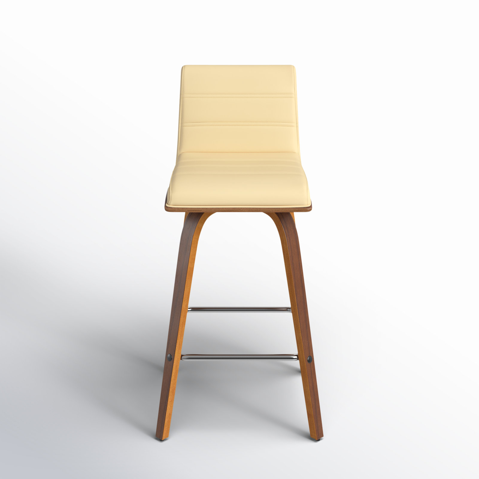 Biance Solid Wood Swivel Bar & Counter Stool, Counter Stool (26" Seat Height), Creme Faux Leather, Walnut