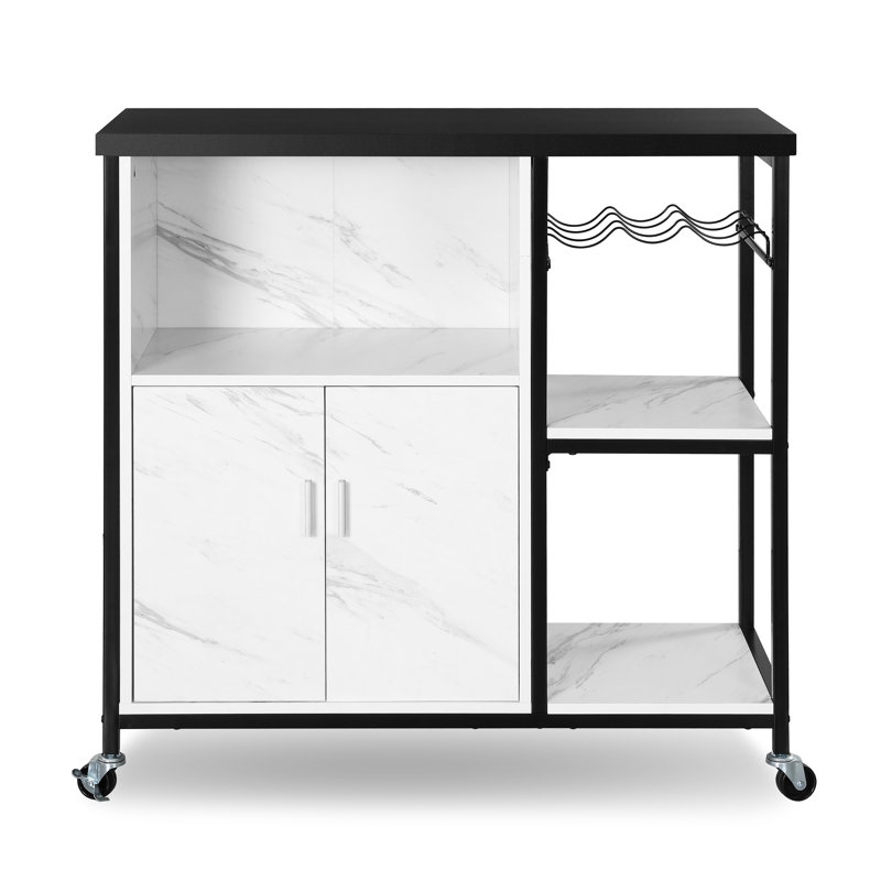35.42'' Wide Rolling Kitchen Island with Storage Cabinet