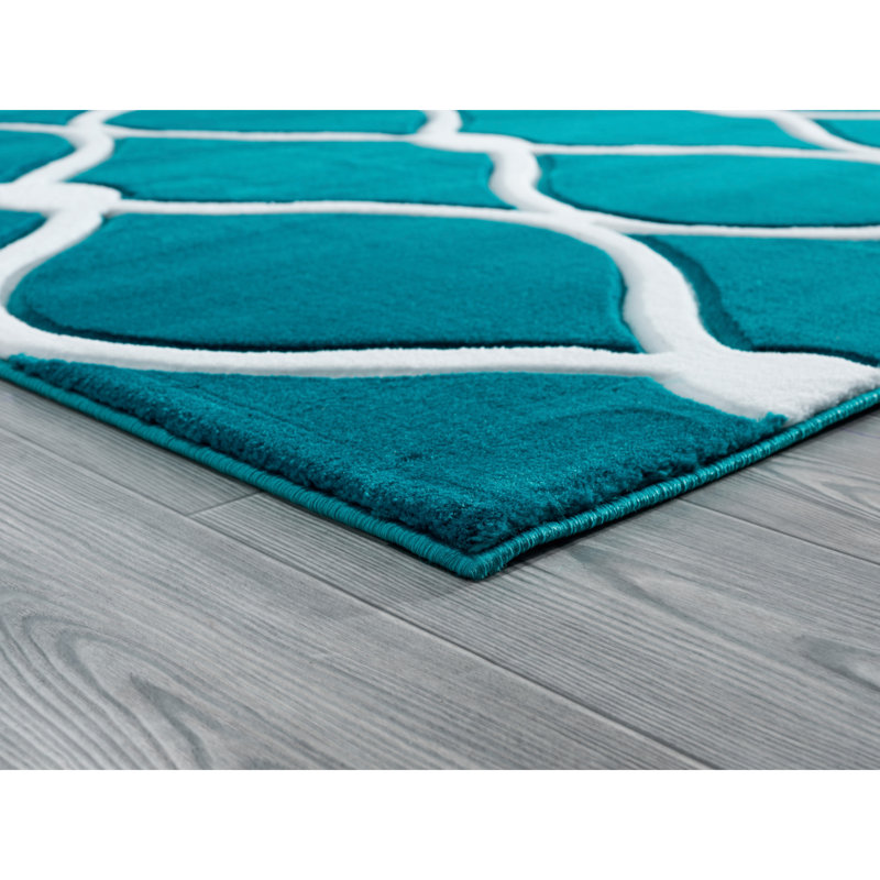 Tapis bleu Fishback, Rectangle 2 pi 7 po x 4 pi 2 po