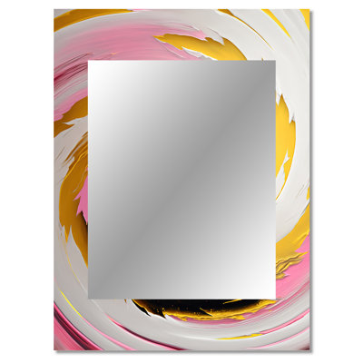 Pink Watercolor Circular Abstract II - Abstract Spirals Decorative Mirror, Pink Wall Mirror, Printed Metal Art