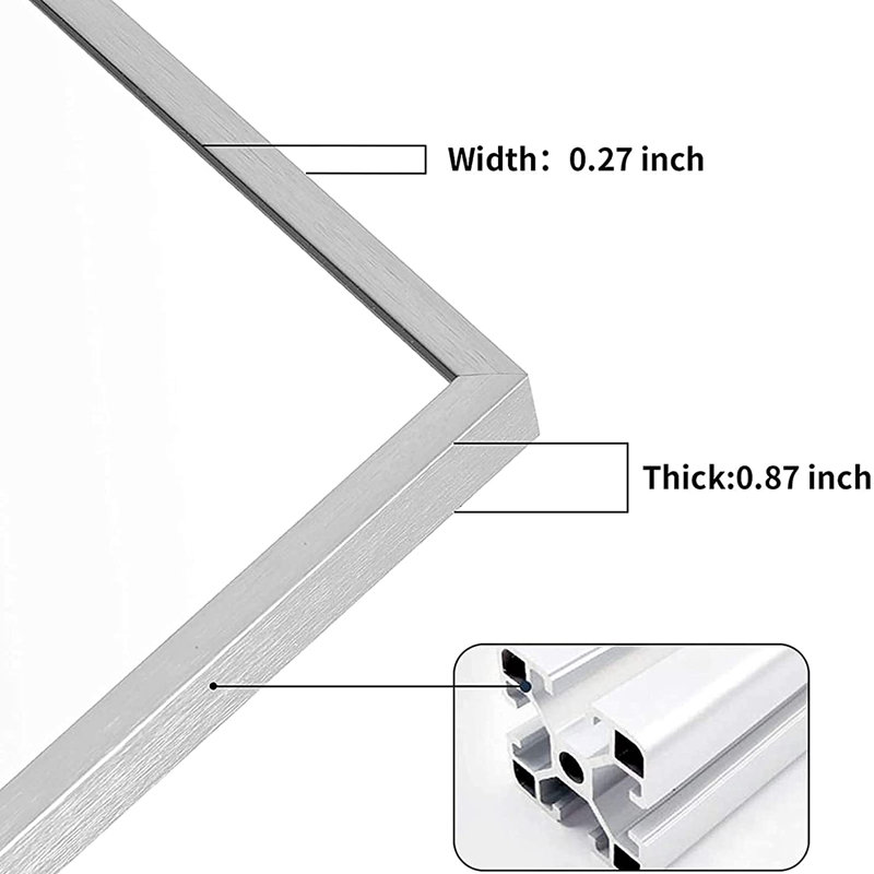 Miroir de plancher pleine longueur FL, Argent, 65 po x 22 po
