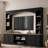 91" Arched Entertainment Center with Bookshelves, Farmhouse TV Stand for TVs up to 70", Media Console with Storage Cabinets and Adjustable Shelves-1798941062