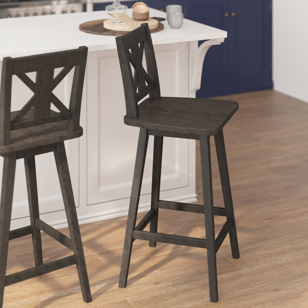Commercial Grade Solid Wood Modern Farmhouse Swivel Barstool Red Barrel Studio® 