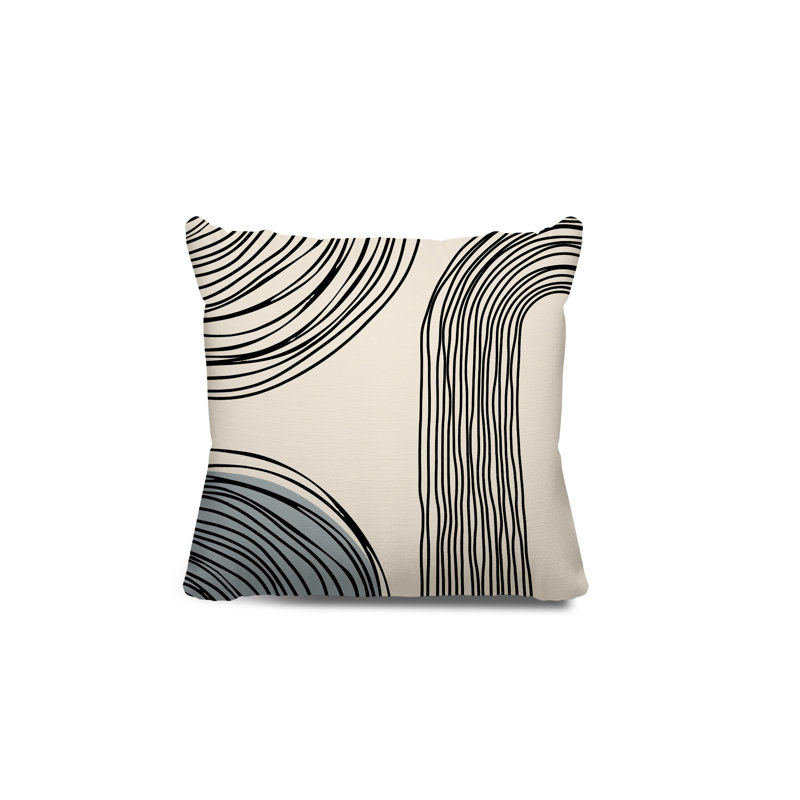 Coussin décoratif réversible intérieur / extérieur Cassie, Gris / Crème / Noir, H 17 po x l 17 po